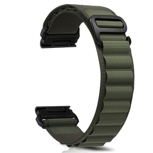 ZoRoll 22mm QuickFit Armband für Garmin Fenix 7 Pro / Fenix 7 / Fenix 6 Pro / Fenix 6 / Fenix 5 Plus / Fenix 5, Nylon G-Haken Einstellbar Ersatzarmband für Garmin Epix (Gen 2) / Garmin Epix - Grün von ZoRoll
