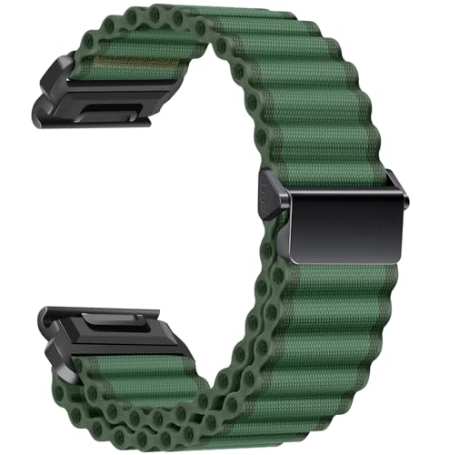 ZoRoll 26 mm QuickFit Armband für Garmin Enduro 3 / Fenix 8 51mm/7X/6X GPS/6X PRO/5X/5X Plus/5X GPS, Hakenverschluss Dehnbares Nylon Ersatzarmband für Garmin Epix Pro/tactix 7 Pro - Grün ZoRoll 26 mm QuickFit Armband für Garmin Enduro 3 / Fenix 8 51mm/7X/6X GPS/6X PRO/5X/5X Plus/5X GPS, Hakenverschluss Dehnbares Nylon Ersatzarmband für Garmin Epix Pro/tactix 7 Pro - Grün von ZoRoll