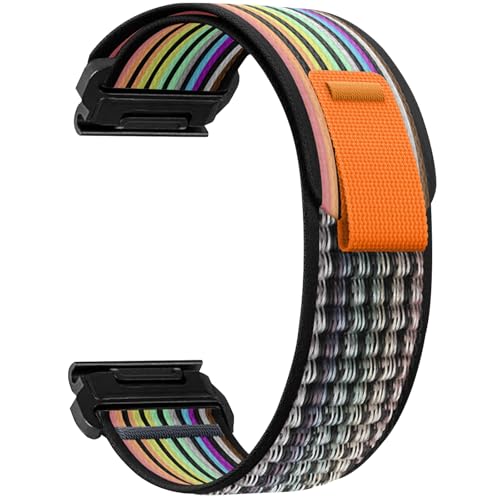 ZoRoll 26mm QuickFit Armband für Garmin Tactix 8 51mm/Fenix 8 51mm/7X/6X GPS/6X PRO/5X/5X Plus/5X GPS, Elastisch Nylon Ersatzarmband für Garmin Enduro 3/Epix Pro/tactix 7 Pro - Schwarz Regenbogen ZoRoll 26mm QuickFit Armband für Garmin Tactix 8 51mm/Fenix 8 51mm/7X/6X GPS/6X PRO/5X/5X Plus/5X GPS, Elastisch Nylon Ersatzarmband für Garmin Enduro 3/Epix Pro/tactix 7 Pro - Schwarz Regenbogen von ZoRoll