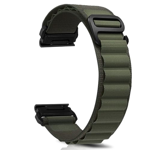 ZoRoll 26mm QuickFit Armband für Garmin Fenix 7X Pro/7X/6X/6X Pro/5X/5X Plus, Einstellbar Nylon G-Haken Ersatzarmband für Garmin tactix 7 AMOLED/tactix 7 Pro/Epix Pro 51mm/Enduro/Enduro 2 - Grün von ZoRoll