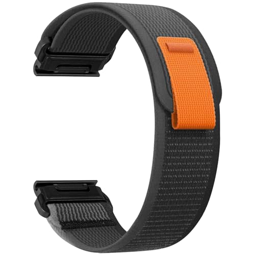 ZoRoll 26mm QuickFit Armband für Garmin Fenix 7X Pro/7X/6X/6X Pro/5X/5X Plus, Elastisch Nylon Klettverschluss Ersatzarmband für Garmin tactix 7 AMOLED/tactix 7 Pro/Epix Pro 51mm/Enduro - Schwarz&Grau von ZoRoll