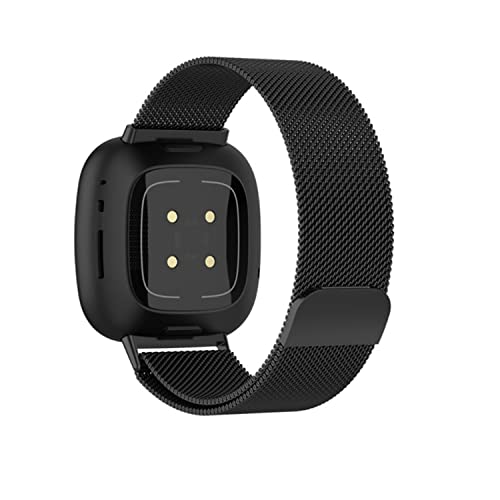 ZoRoll Armband Kompatibel mit Fitbit Versa 3 / Fitbit Sense, Edelstahl Ersatzarmband Mesh Metall Uhrenarmband Kompatibel mit Fitbit Versa 3 / Fitbit Sense - Schwarz von ZoRoll