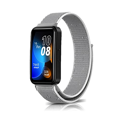 ZoRoll Armband Kompatibel mit Huawei Band 9 / Huawei Band 8, Nylon Einstellbar Klettverschluss Ersatzarmband Sport Loop Soft Kompatibel mit Huawei Band 9 / Huawei Band 8 - Grau Weiß von ZoRoll