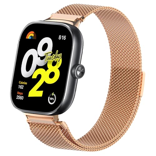 ZoRoll Armband Kompatibel mit Xiaomi Smart Band 8 Pro, Edelstahl Ersatzarmband Mesh Metall Uhrenarmband, Magnetisch Ersatzband Kompatibel mit Xiaomi Mi Band 8 Pro - Roségold von ZoRoll