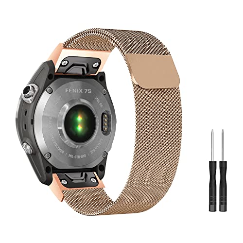 ZoRoll Armband QuickFit 20 mm Kompatibel mit Garmin Fenix 7S /Fenix 6S/Fenix 6S pro, Edelstahl Ersatzarmband Mesh Metall Uhrenarmband Kompatibel mit Garmin Fenix 5S/Fenix 5S Plus - Roségold von ZoRoll