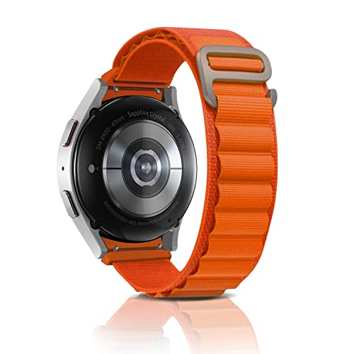 ZoRoll Armband für Samsung Galaxy Watch 6 Classic/Watch 6 / Watch 5 Pro/Watch 5 / Watch 4, 20mm Nylon G-Haken Einstellbar Ersatzarmband für Samsung Galaxy Watch 4 Classic - Orange von ZoRoll