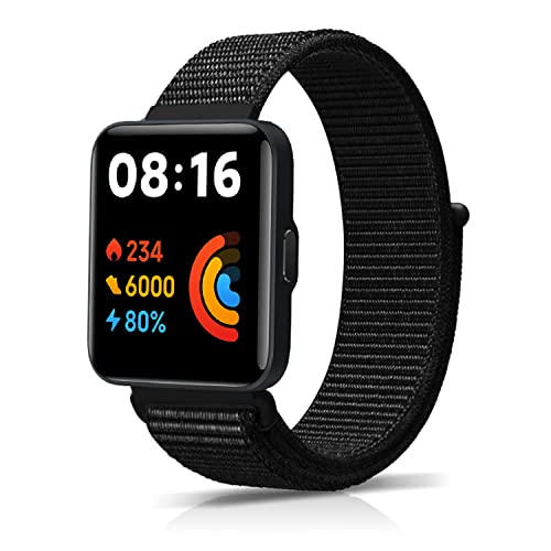 ZoRoll Armband für Xiaomi Redmi Watch 2 Lite, Nylon Einstellbar Klettverschluss Ersatzarmband Sport Loop Soft Kompatibel mit Xiaomi Redmi Watch 2 Lite - Schwarz von ZoRoll