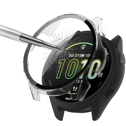 ZoRoll Hülle Kompatibel mit Garmin Forerunner 165, Rundum Schutzhülle mit Glasfolie, Vollständige Abdeckung 9H Härte PC Schutz Gehäuse Kompatibel mit Garmin Forerunner 165 - Transparent von ZoRoll