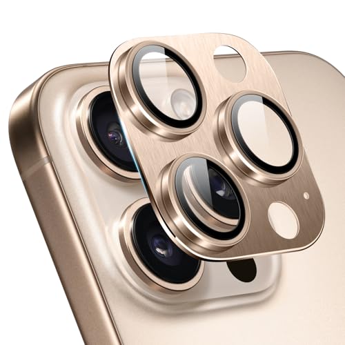 ZoRoll Kamera Schutzfolie Kompatibel mit iPhone 16 Pro /16 Pro Max, Metall Aluminium Panzerfolie HD Klar Anti-Kratzer 9H Härte Kamera Glass Schutzfolie für iPhone 16 Pro/16 Pro Max - Braun von ZoRoll