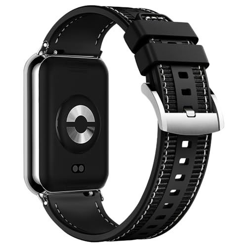 ZoRoll Silikon Armband Kompatibel mit Xiaomi Mi Band 8 Pro (Xiaomi Smart Band 8 Pro), Weich Wasserdicht Einstellbar Geflochtenes Nylon Silikon Ersatzband Kompatibel mit Xiaomi Redmi Watch 4 - Schwarz von ZoRoll