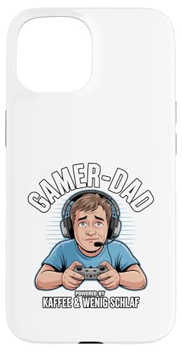 Gamer Dad - Powered by Kaffee & Wenig Schlaf Hülle für iPhone 15 von Zocker Kaffee Club