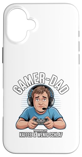 Gamer Dad - Powered by Kaffee & Wenig Schlaf Hülle für iPhone 16 Plus Gamer Dad - Powered by Kaffee & Wenig Schlaf Hülle für iPhone 16 Plus von Zocker Kaffee Club