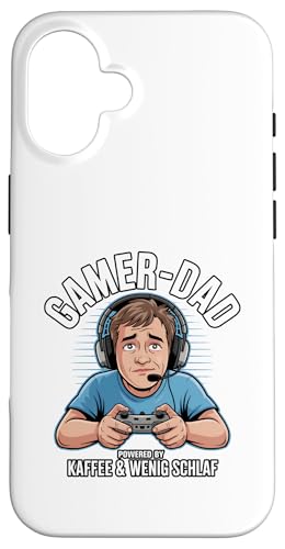 Gamer Dad - Powered by Kaffee & Wenig Schlaf Hülle für iPhone 16 von Zocker Kaffee Club
