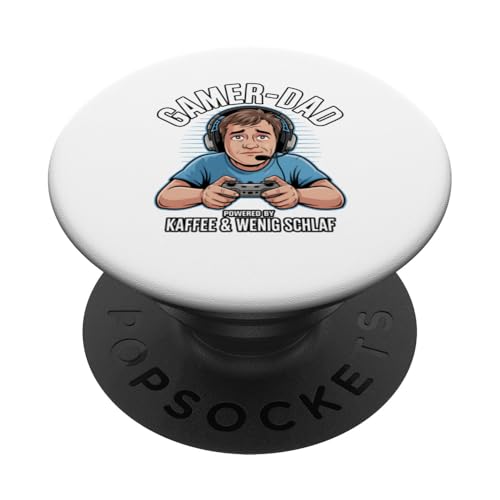Gamer Dad - Powered by Kaffee & Wenig Schlaf PopSockets Klebender PopGrip Gamer Dad - Powered by Kaffee & Wenig Schlaf PopSockets Klebender PopGrip von Zocker Kaffee Club