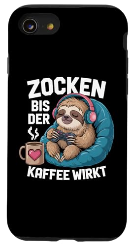 Zocken bis der Kaffee wirkt – Lustiges Gamer Kaffee Design Hülle für iPhone SE (2020) / 7 / 8 von Zocker Kaffee Club