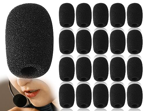 ZoeTekway 20 Stücke Schwarz Popschutz Kopfhörer Mikrofon Schaumstoff Spuckschutz Windschutzscheibe für Bühnenperformance Treffen(Höhe 40 mm) von ZoeTekway