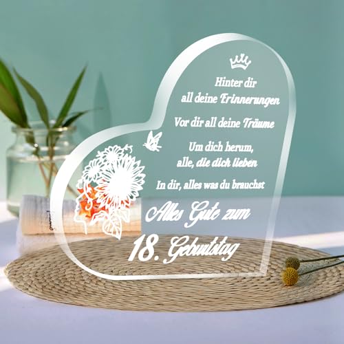 18. Geburtstag Mädchen Geschenke zum 18 Geburtstag Junge Acryl Herz Briefbeschwerer Geburtstagsgeschenk 18 Geburtstag Deko 18. Geburtstag Mädchen Geschenke zum 18 Geburtstag Junge Acryl Herz Briefbeschwerer Geburtstagsgeschenk 18 Geburtstag Deko von ZoeWei