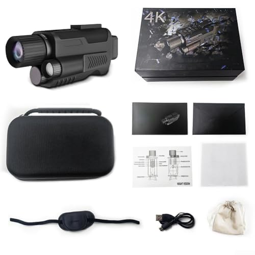 Zoegneer Digitales Nachtsicht-Monokular mit HD-Video, 4K, 58 MP, 8-facher Zoom, Anti-Shake, IP65 wasserdicht, 600 m Reichweite, Taschenlampe für Jagd, Outdoor-Sport von Zoegneer