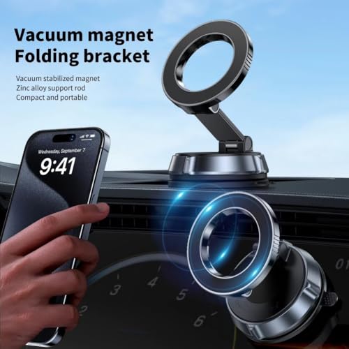 Zoegneer Magnetischer Telefonständer für das Armaturenbrett mit Vakuum-Saugnapf, faltbar und kompakt für bequemen Telefonzugriff (weiß) von Zoegneer