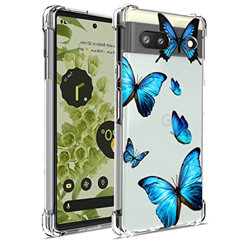 Zoeirc Hülle für Pixel 6A Hülle, (Nicht passend für Pixel 6) GX7AS Clear Hülle für Mädchen Frauen, Weiches TPU Stoßfest Schutzhülle Transparent Case Cover für Google Pixel 6A (Schmetterling) von Zoeirc