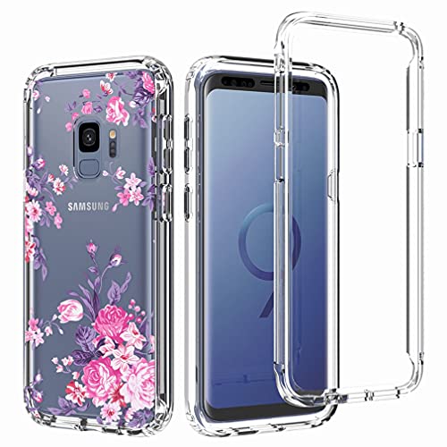 Zoeirc Schutzhülle für Galaxy S9, Samsung S9, klare Hülle für Mädchen, weiches TPU 360 Ganzkörper stoßfeste Hybrid-Stoßfänger, kristallklare Handyhülle für Samsung Galaxy S9 (Rosenblume) von Zoeirc