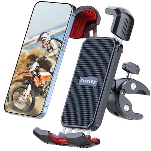 Zoeley Handyhalterung Fahrrad, Handyhalterung Motorrad Doppelte Stabilität 2024 [1S Schnellspanner] Universal Handyhalter Fahrrad Lenker für iPhone 14/13/12 Samsung S10 S23 (Black) von Zoeley