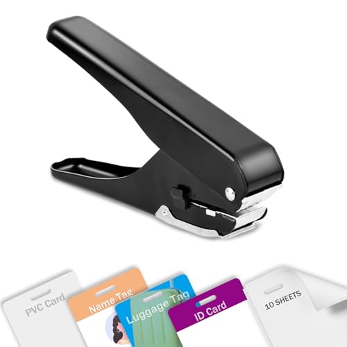 Robuster Schlitzstanzer, Handlocher für Ausweise, alle Metall, Schlitzstanzer für Papier (max. 10 Blatt), PVC-ID-Karte, Gepäckanhänger, Namensschild und Ausweishalter von Zofly