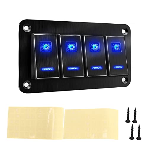 Zohisin 4-Gang-Wippschalterfeld, Aluminiumlegierung, DC 12 V, 24 V, vorverdrahtet, Ein-/Aus-Kippschalter, ideal für Auto, Wohnmobil, Motorrad, Bus, Anhänger, UTV, zur Steuerung Zohisin 4-Gang-Wippschalterfeld, Aluminiumlegierung, DC 12 V, 24 V, vorverdrahtet, Ein-/Aus-Kippschalter, ideal für Auto, Wohnmobil, Motorrad, Bus, Anhänger, UTV, zur Steuerung von Zohisin