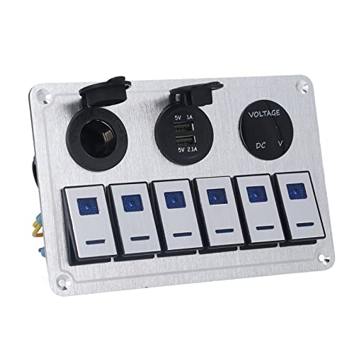 Zohisin Rocker Switch Panel 6 Gang auf Blau LED Light 2 1A Dual USB Ladegerät Port Aluminiumlegierung für Auto -RV -Aluminium -PC und Kupfermaterial passt zu verschiedenen Kfz Zohisin Rocker Switch Panel 6 Gang auf Blau LED Light 2 1A Dual USB Ladegerät Port Aluminiumlegierung für Auto -RV -Aluminium -PC und Kupfermaterial passt zu verschiedenen Kfz von Zohisin