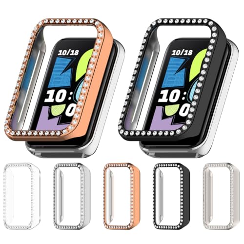 Zohmuly Schutzhülle kompatibel für Honor Band 10,Bling Einreihigem Diamant Hohl Ersatzgehäuse mit Stoßfeste Harter PC-Stoßfänger für Honor Band10 von Zohmuly