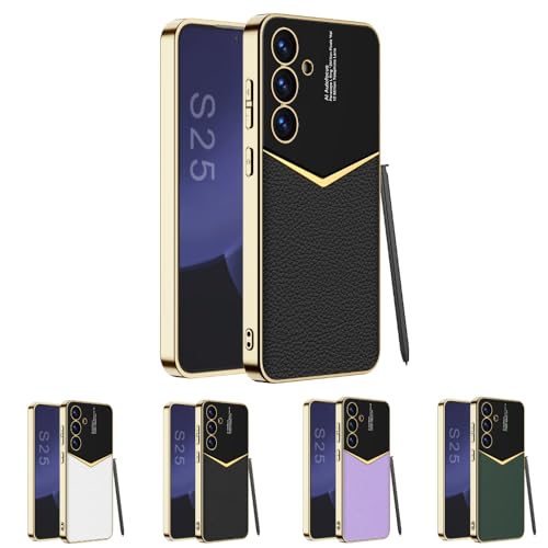 ZollernX Samsung Galaxy S25 Hülle – Premium Hardcase – Kratzfest & Stoßfest – Dünnes, edles Design mit Gold-Akzenten – Handyhülle für Damen & Herren – Luxus-Schutzhülle (1-Schwarz) von ZollernX