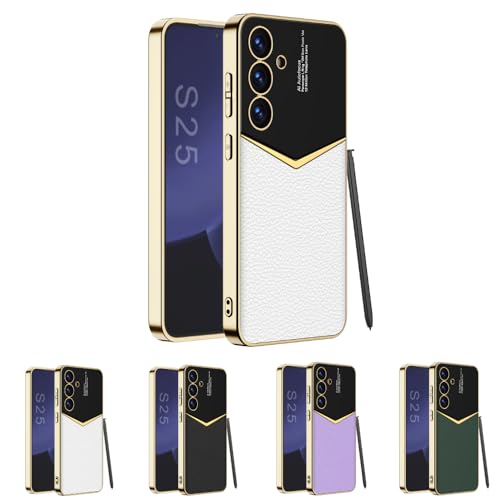 ZollernX Samsung Galaxy S25 Hülle – Premium Hardcase – Kratzfest & Stoßfest – Dünnes, edles Design mit Gold-Akzenten – Handyhülle für Damen & Herren – Luxus-Schutzhülle (2-Weiß) von ZollernX