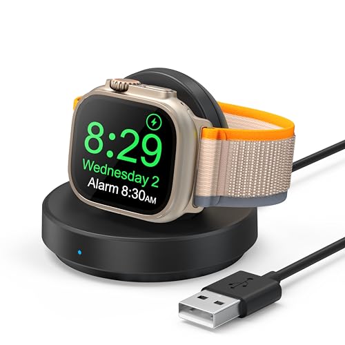 Ladestation für Apple Watch, Tragbares Uhrenladegerät für iWatch mit USB C Kabel, Schnelles Laden, Kabellose Ladestation für iWatch Serie Ultra/9/8/7/6/5/3/2/SE, 49/45/44/42/41/40/38 mm, Schwarz von Zomvan