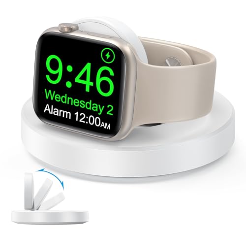 Magnetische Ladestation für Apple Watch, kabellose Schnellladestation mit Ladekabel, unterstützt Nachttischmodus, kompatibel mit Apple Watch Serie Ultra 9 8 7 SE 6 5 4 3 2 - Weiß von Zomvan