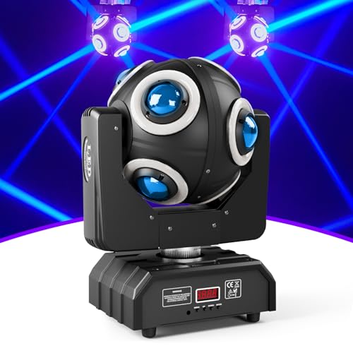 150W Moving Head Bühnenlicht, 8 LED RGBW Hochleistungsperlen mit goldenem Blendeneffekt, DMX512 plus Y-Achse 360°kontinuierliche Drehung Partylicht für Weihnachten Club Disco Bars von ZonQoonz