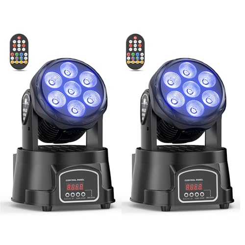 2Er Pack 70W Moving Head Wash LED DMX512 RGBW Partylichter 4 in 1 DJ licht Disco Bühnenlicht für Live Events, Bar, Karaoke, Weihnachten, Halloween, Home Party, Hochzeit von ZonQoonz