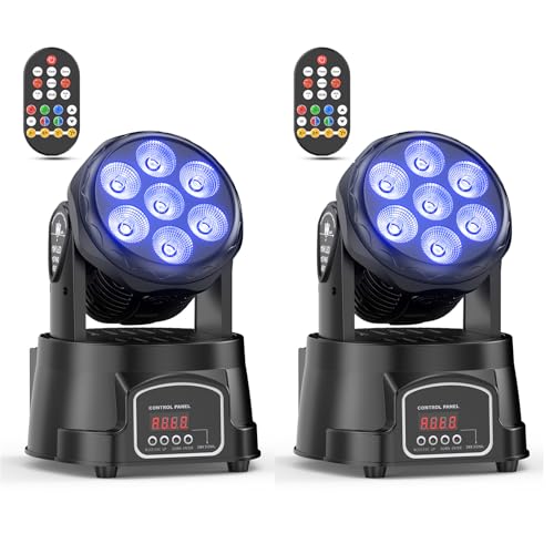 2Er Pack 7X15W Moving Head Wash LED dmx512 RGBW Partylichter 5 Steuerungsmodus 4 in 1 DJ licht Disco Bühnenlicht für Live Events, Bar, Karaoke, Weihnachten, Halloween, Home Party, Hochzeit von ZonQoonz