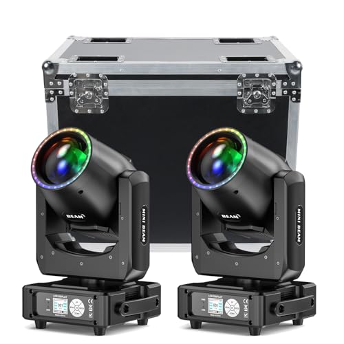 ZonQoonz 2PCS 7R 230W Mini Moving Head LED mit Flightcase Beam Scheinwerfer 14 Gobos 13 Farben Dosco Licht Bühnenlicht für Bar Hochzeit Party Bühnenbeleuchtung Bühnentechnik von ZonQoonz