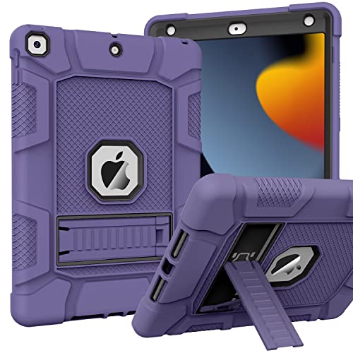 ZoneFoker Hülle für iPad 9/8/7 Generation 10,2 Zoll, für iPad 9./8./7. Generation 2021/2020/2019 10 2 Zoll, Schlank Stoßfeste Robuste Schützend Hülle mit Ständer 10.2" für Kinder (Dunkles Violett) von ZoneFoker