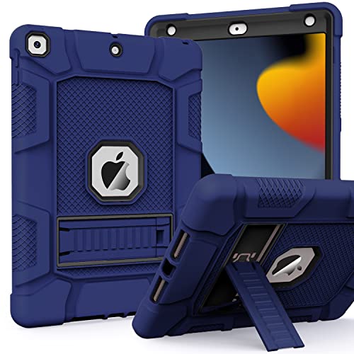 Zonefoker Hülle für iPad 9/8/7 Generation 10,2 Zoll, für iPad 9./8./7.Generation 2021/2020/2019, Schlank Stoßfeste Robuste Schützend Hülle mit Ständer 10.2" für Kinder (Navy Blue+Black)… von ZoneFoker