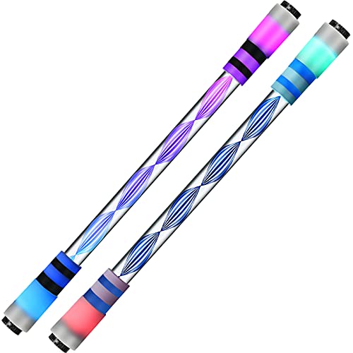 Zonon 2 Stück Rotierend Penspinning Stift LED Drehend Rotationsstift Rutschfest Beschichtung Stift Rotierend Kugelschreiber Ohne Stiftmine Stressabbau Spielzeug (Schwarz, Blau, Zart Stil) von Zonon