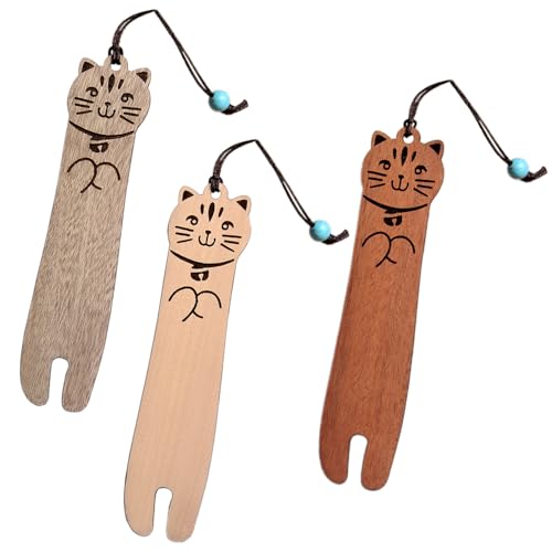 Zonoori 3 Stück Holz Niedliches Lesezeichen Katze Personalisiert von Zonoori