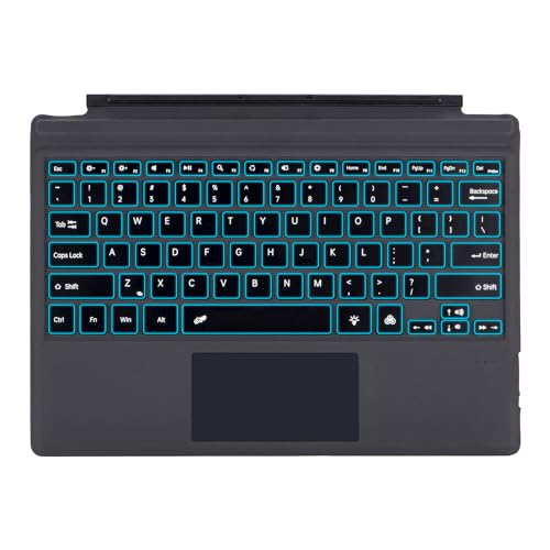 Zoof Type Cover für Microsoft Surface Pro Generation 7+ 7 6 5 4 3, tragbare, schlanke kabellose Tastatur mit Touchpad-Tablet-Tastatur, schwarze Hintergrundbeleuchtung von Zoof