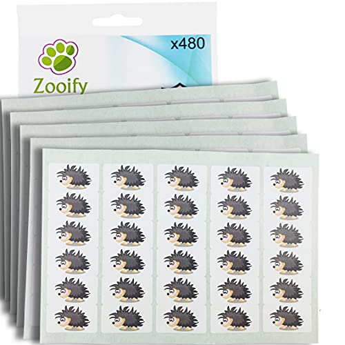 480 x Aufkleber - Igel (38 x 21 mm). Hochwertige selbstklebende Etiketten mit Tiermotiv von Zooify. von Zooify