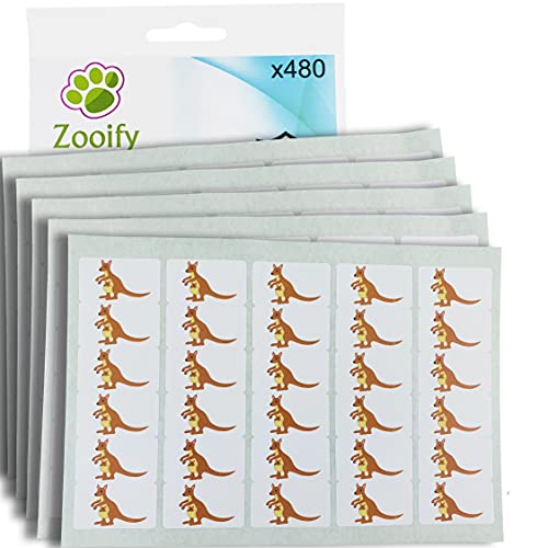 480 x Aufkleber - Känguru (38 x 21 mm). Hochwertige selbstklebende Etiketten mit Tiermotiv von Zooify. von Zooify