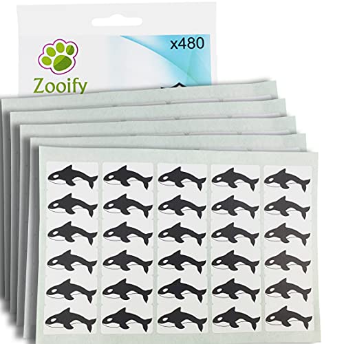480 x Aufkleber - killerwal orca (38 x 21 mm). Hochwertige selbstklebende Etiketten mit Tiermotiv von Zooify. von Zooify