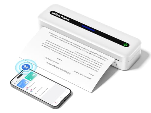 Zoolion Mini Thermodrucker A4 2025 - Tragbarer Mobiler Drucker für Unterwegs 53/80/110/210/216mm Thermopapier - 300DPI Kabelloser Drucker Ohne Tinte Kompatibel mit Apple iPad iPhone Android 2600mAh von Zoolion