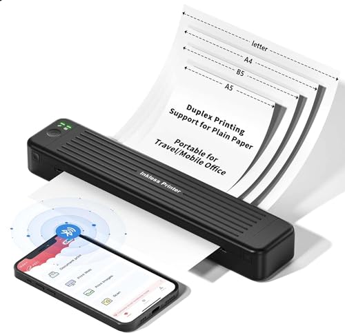Zoolion Bluetooth Drucker für mobiles Büro und Reisen - Mobiler Drucker P831 Übernahme der Thermotransfertechnologie, für A4&Letter Kopierpapier, Drucker A4 kompatibel mit Mehreren Geräten von Zoolion