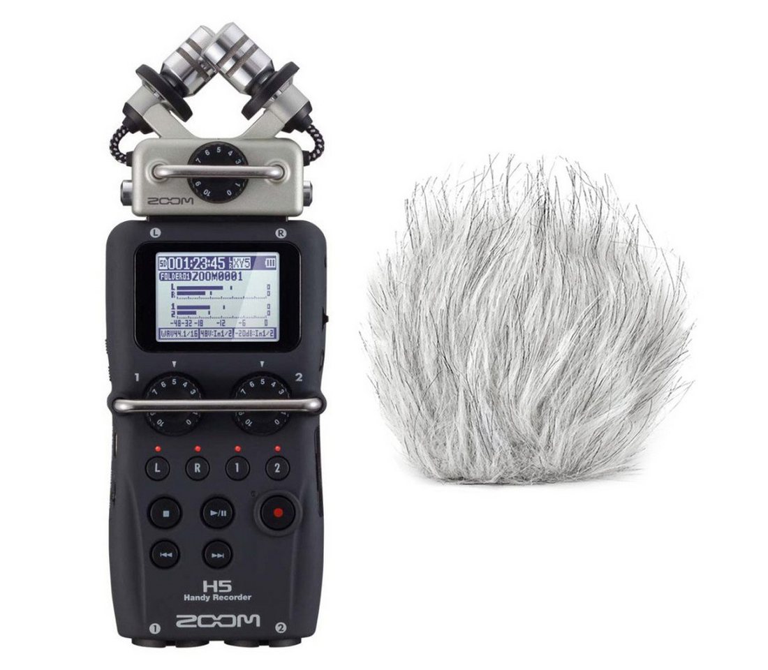 Zoom Audio Zoom H5 Handy-Recorder mit Fell-Windschutz Digitales Aufnahmegerät von Zoom Audio
