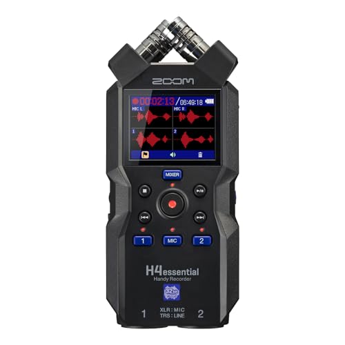 Zoom H4essential Handy Recorder | 4-Spur 32-Bit float | verbesserte X/Y-Mikrofone | 2 XLR/TRS-Eingänge | Aufnahme von Live-Musik | Podcasts | Filmton | Content | Audiobedienungsführung | schwarz von Zoom